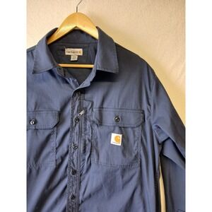 Carhartt large navy long sleeve button down shirt